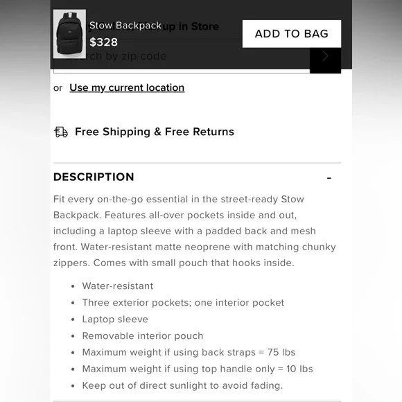 🎀SALE!🎀 Lowest price….. Today Only. ALO Yoga Stow Backpack - Black 🌺 - Picture 5 of 5